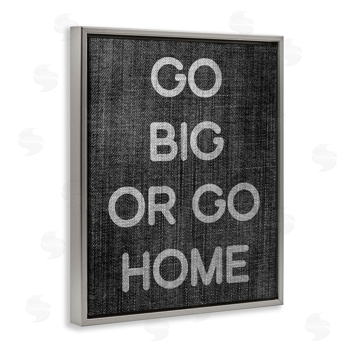 Stupell Studio Go Big or Home Phrase Gray Floating Frame Canvas Wall Art Print