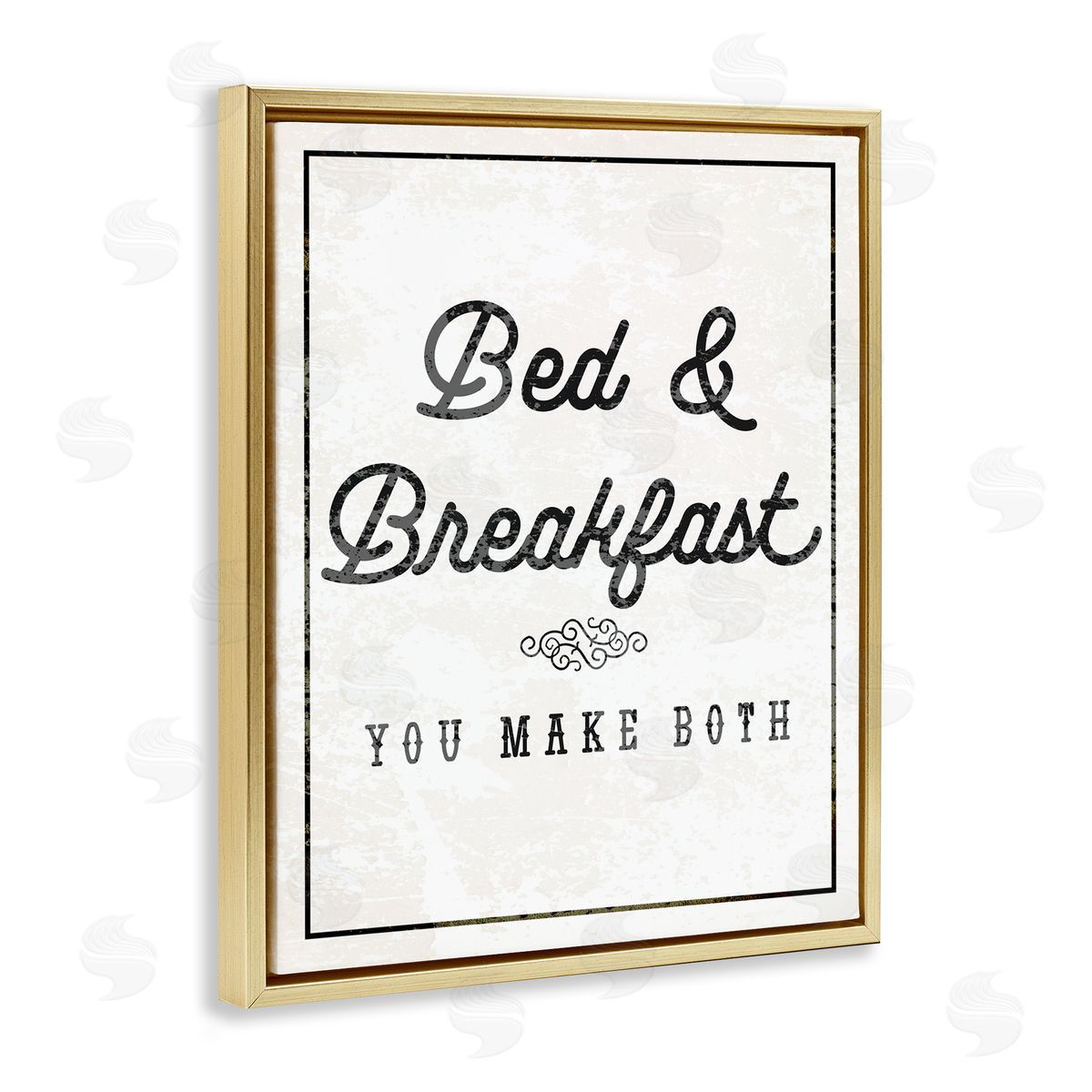 Stupell Studio Bed & Breakfast Humor Gold Floating Frame Canvas Wall Art Print