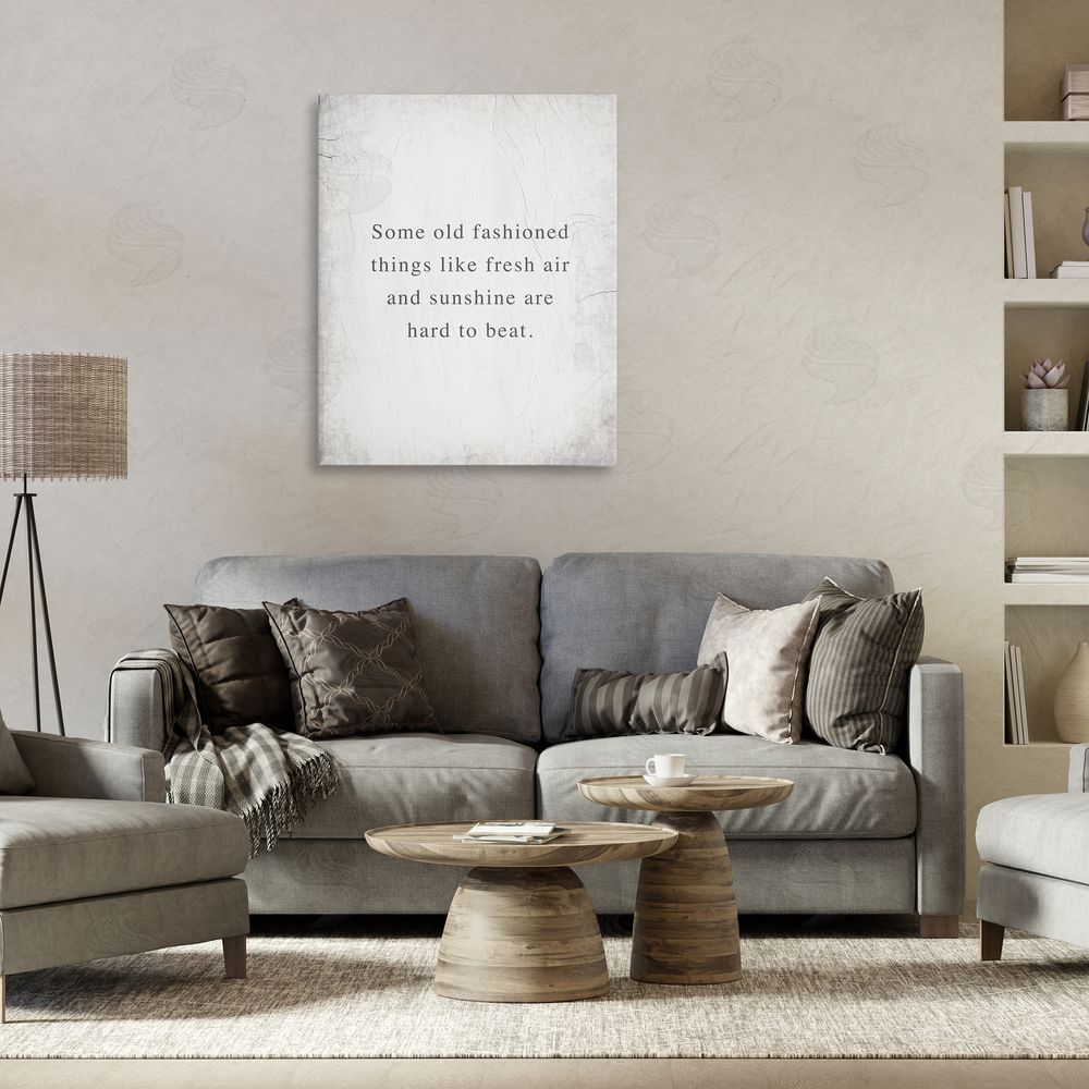 Stupell Studio Fresh Air & Sunshine Sentiment Canvas Wall Art Print in Room