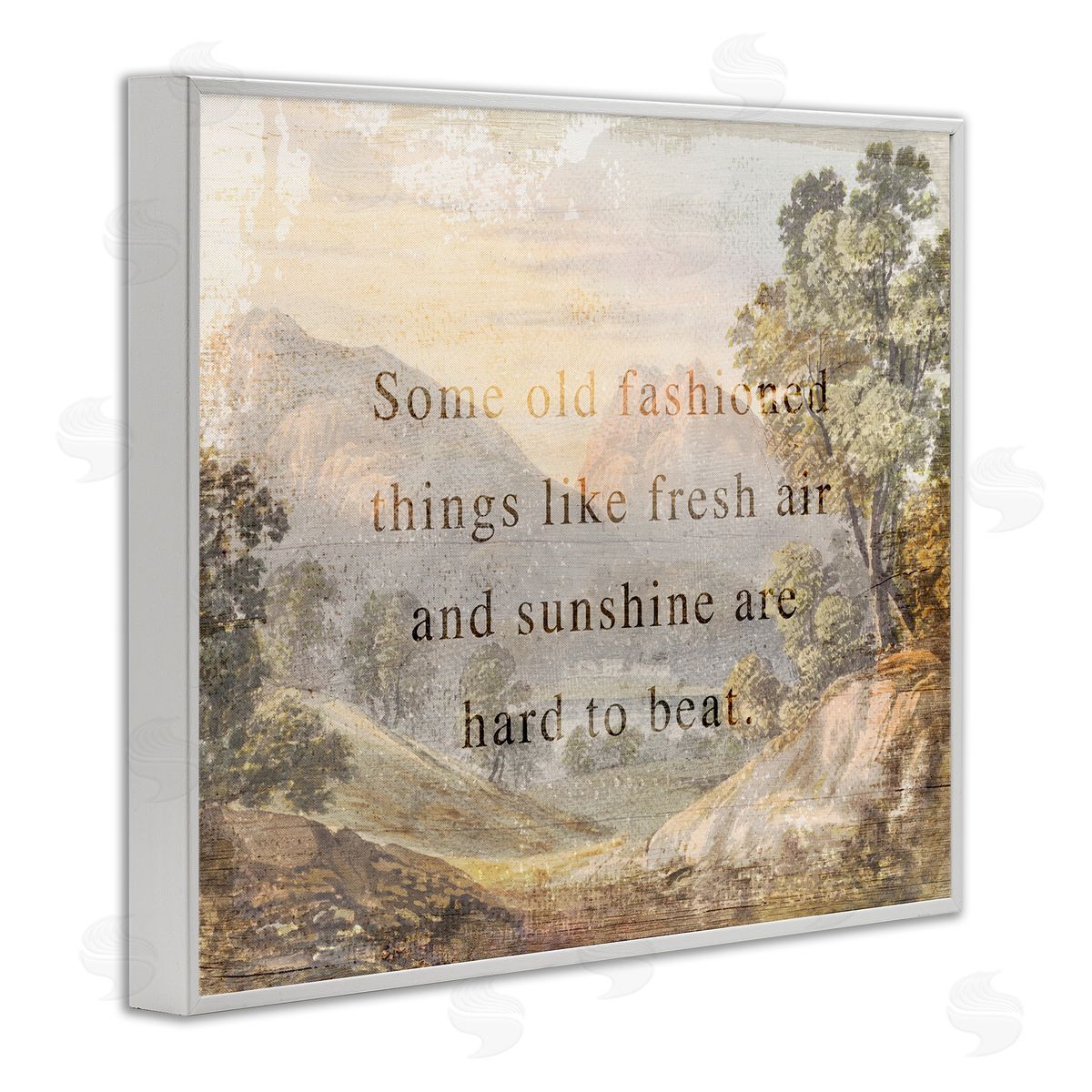 Stupell Studio Fresh Air Sentiment Landscape White Framed Giclee Wall Art Print