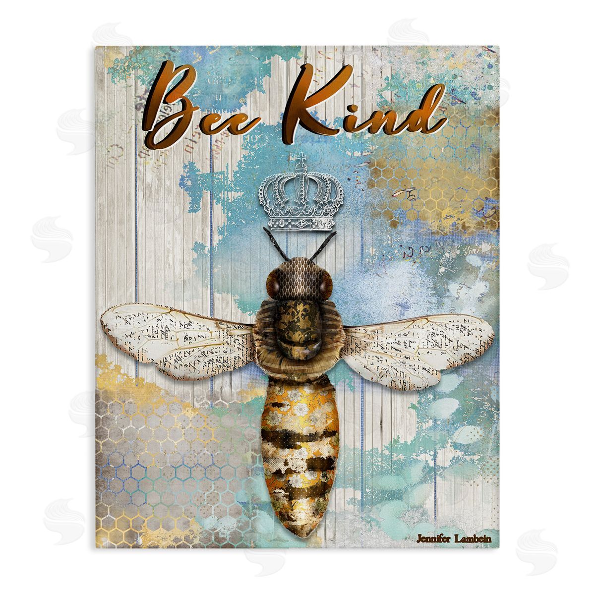 Jennifer Lambein Bee Kind Rustic Glam Canvas Wall Art Print