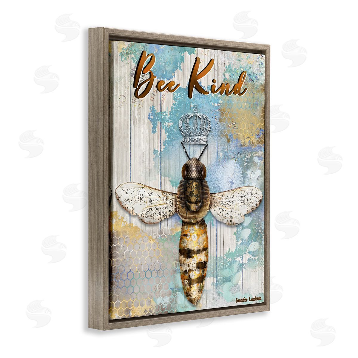 Jennifer Lambein Bee Kind Rustic Glam Brown Floating Frame Canvas Wall Art Print