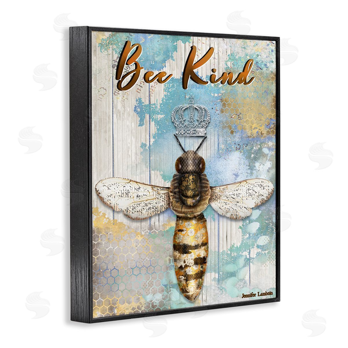 Jennifer Lambein Bee Kind Rustic Glam Black Framed Giclee Wall Art Print