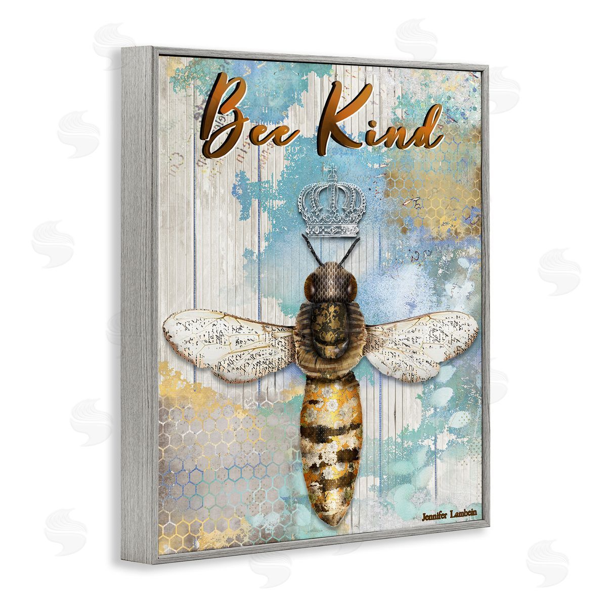 Jennifer Lambein Bee Kind Rustic Glam Gray Framed Giclee Wall Art Print