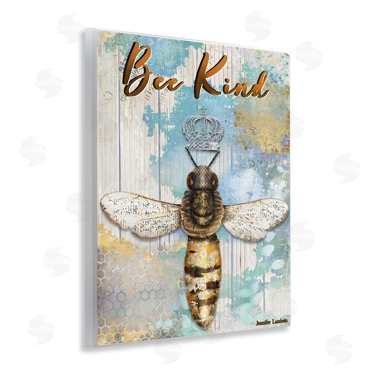 Jennifer Lambein Bee Kind Rustic Glam Wooden Wall Plaque Art Print