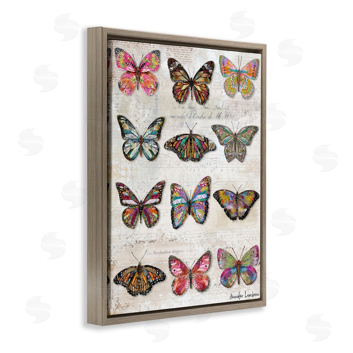 Jennifer Lambein Butterfly Love Vintage Studies Brown Floating Frame Canvas Wall Art Print