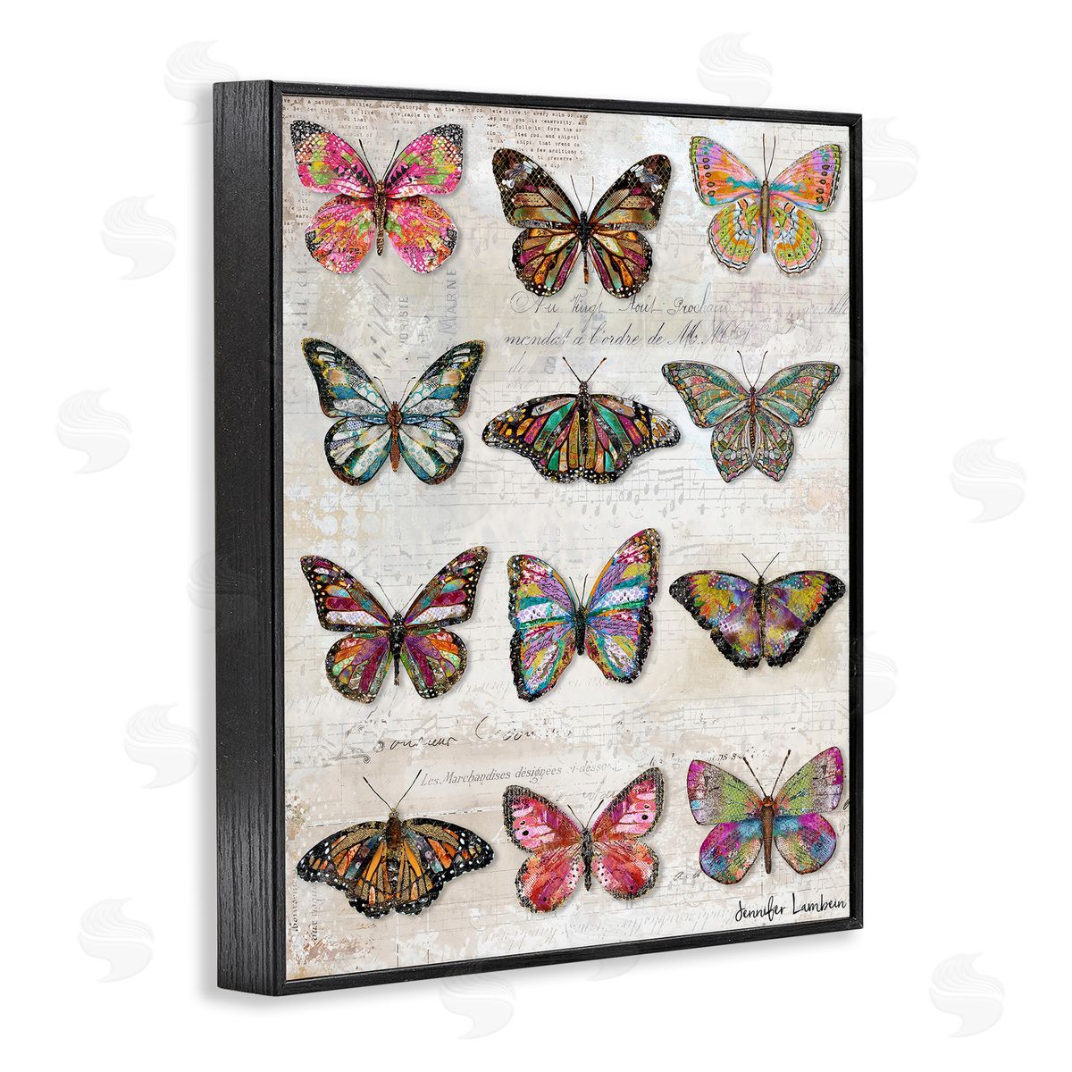 Jennifer Lambein Butterfly Love Vintage Studies Black Framed Giclee Wall Art Print