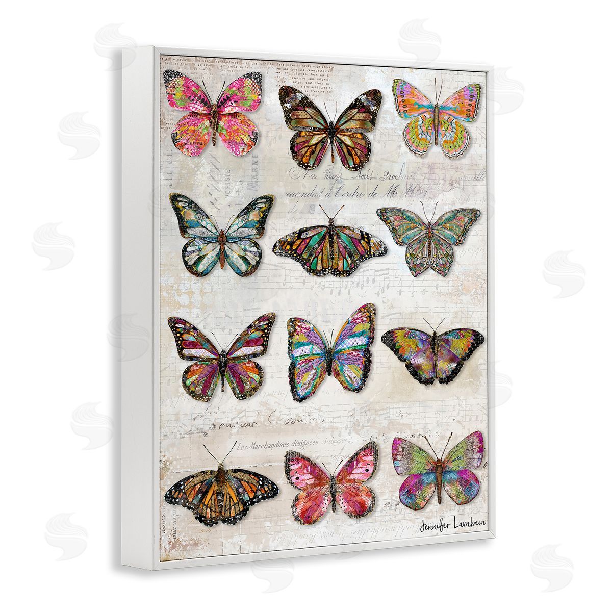 Jennifer Lambein Butterfly Love Vintage Studies White Framed Giclee Wall Art Print