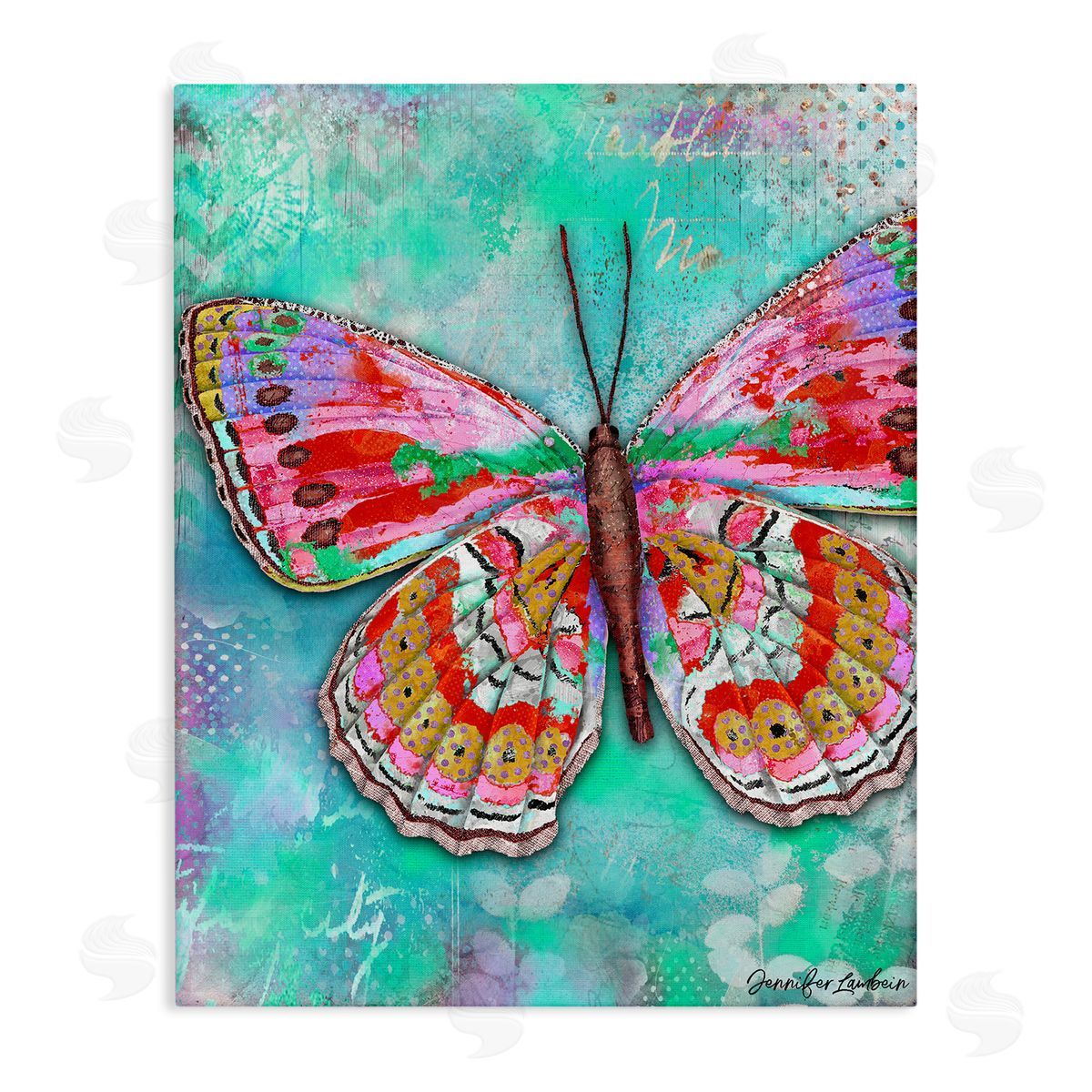 Jennifer Lambein Cherry Mint Butterfly Canvas Wall Art Print