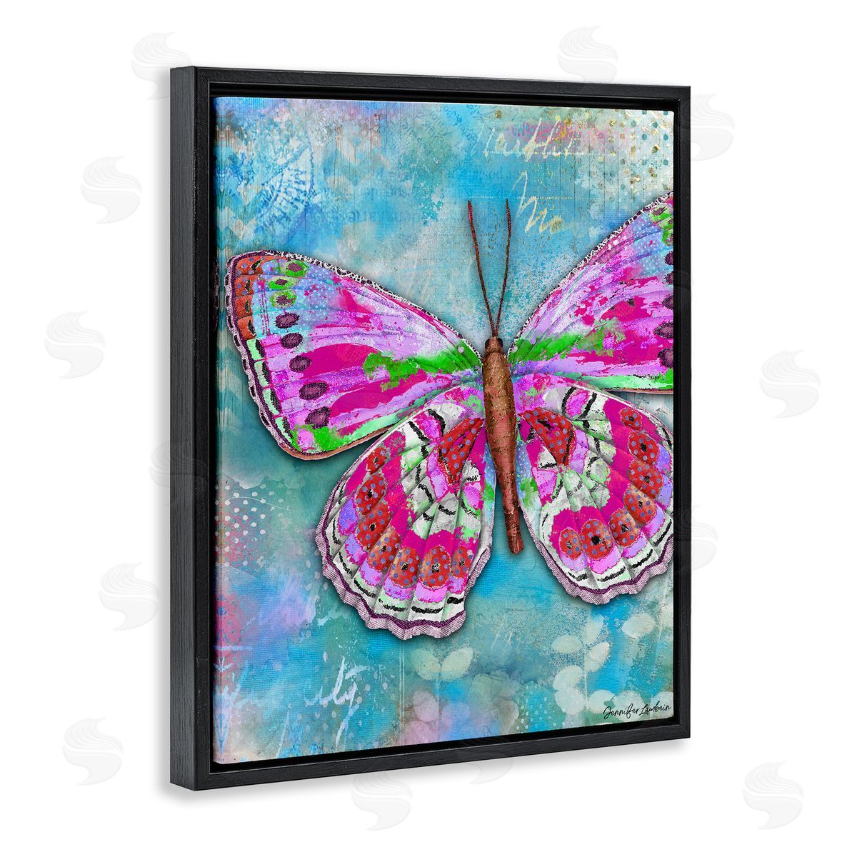 Jennifer Lambein Garden Party Butterfly Black Floating Frame Canvas Wall Art Print