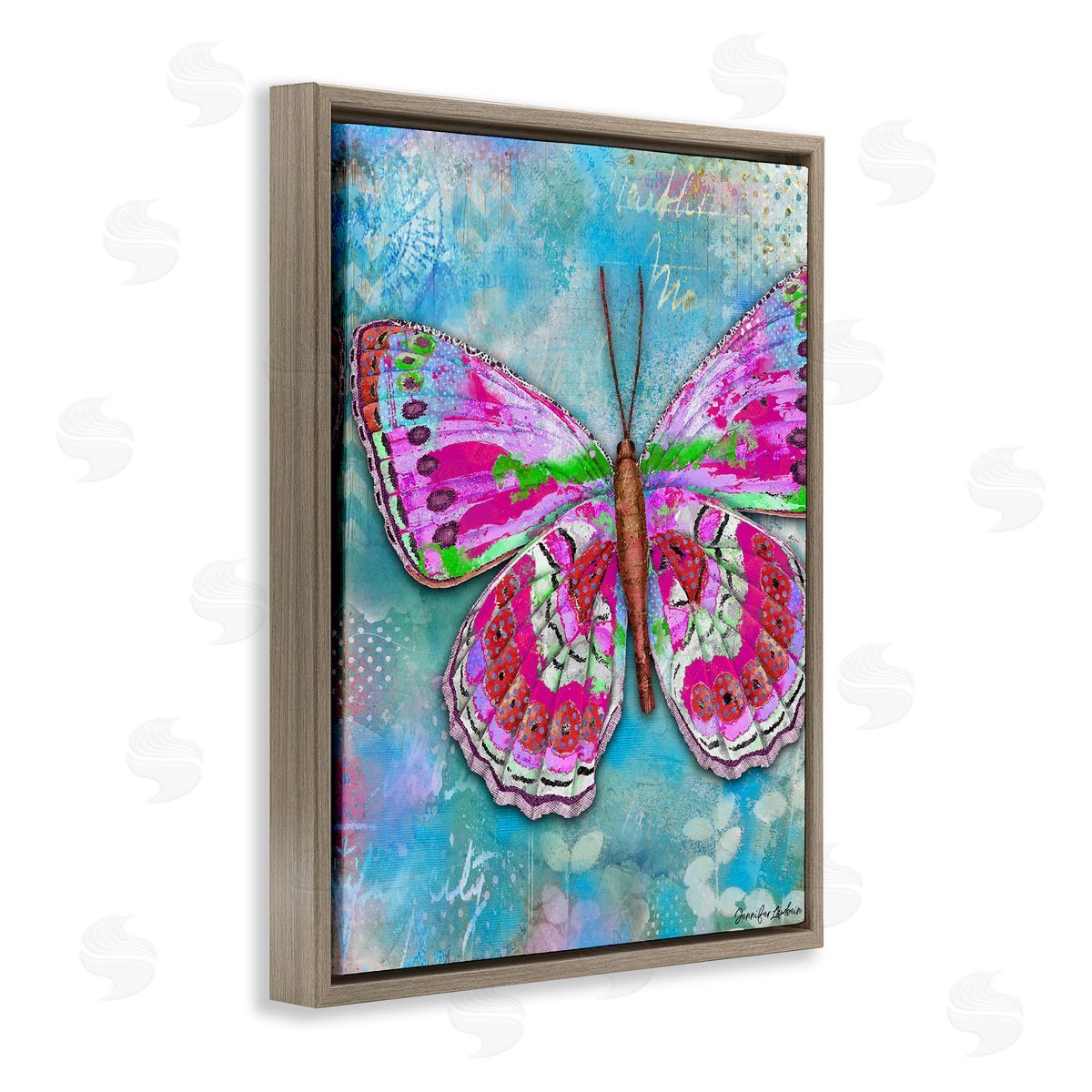 Jennifer Lambein Garden Party Butterfly Brown Floating Frame Canvas Wall Art Print