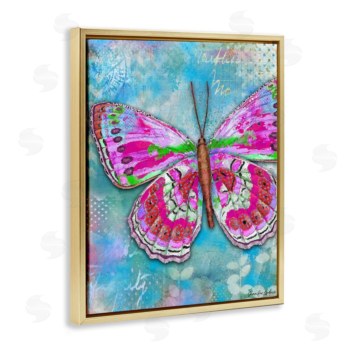 Jennifer Lambein Garden Party Butterfly Gold Floating Frame Canvas Wall Art Print