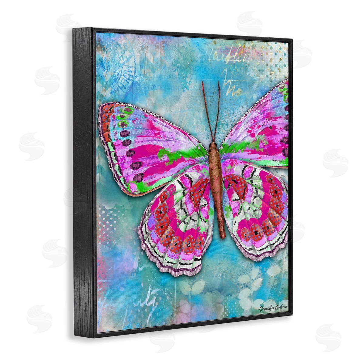 Jennifer Lambein Garden Party Butterfly Black Framed Giclee Wall Art Print