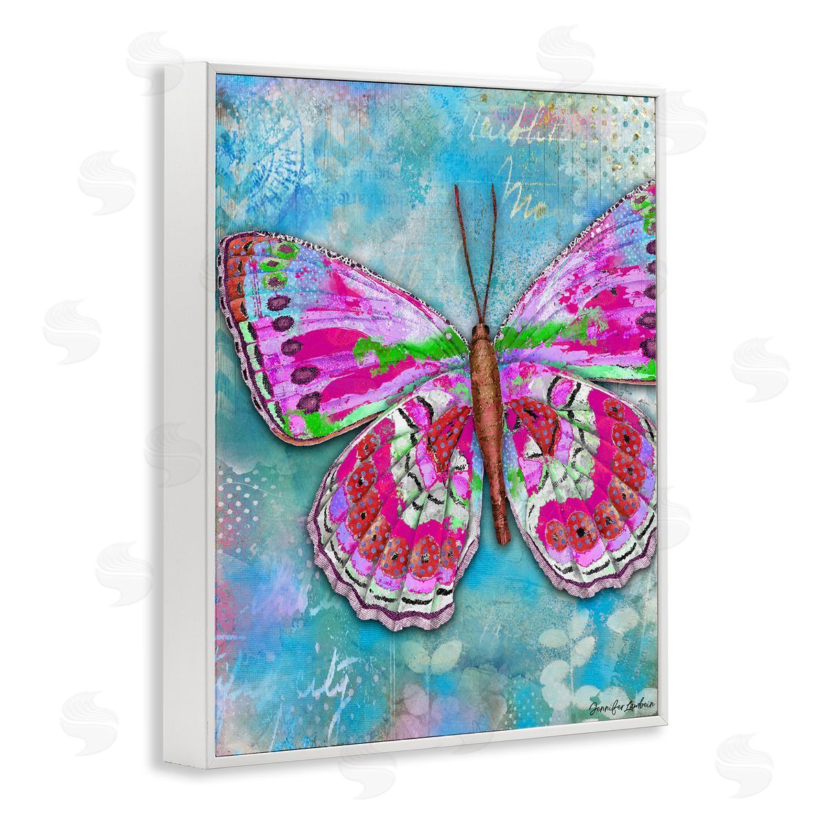 Jennifer Lambein Garden Party Butterfly White Framed Giclee Wall Art Print