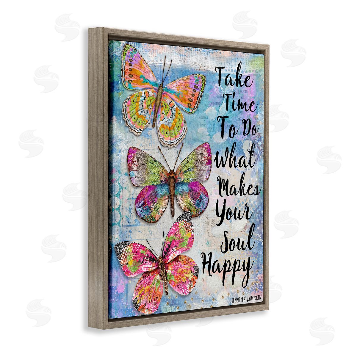 Jennifer Lambein Makes Your Soul Happy Butterfly Brown Floating Frame Canvas Wall Art Print