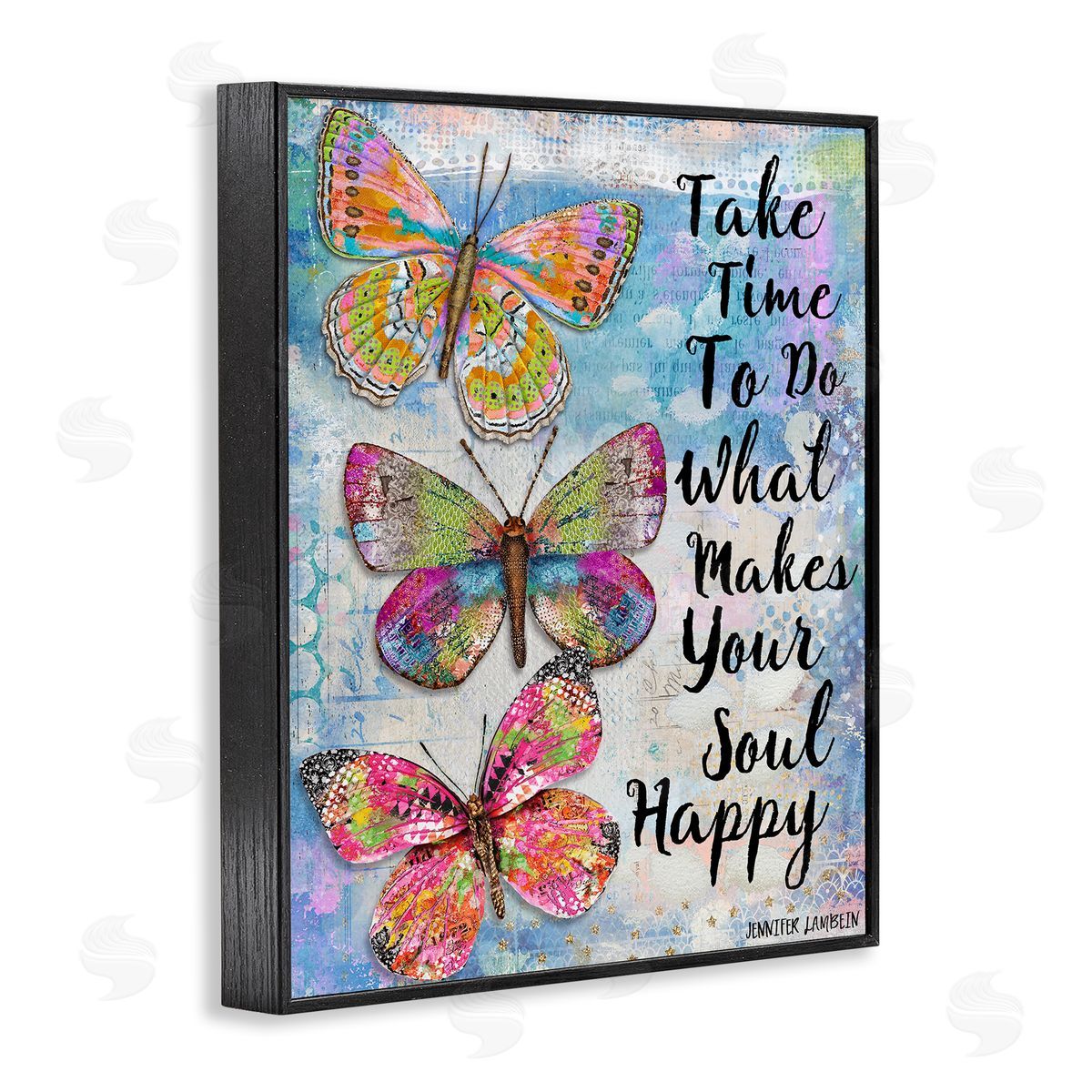 Jennifer Lambein Makes Your Soul Happy Butterfly Black Framed Giclee Wall Art Print
