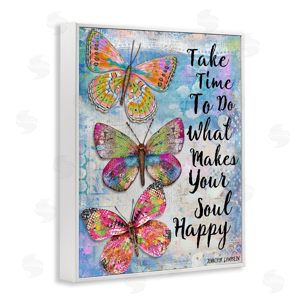 Jennifer Lambein Makes Your Soul Happy Butterfly White Framed Giclee Wall Art Print