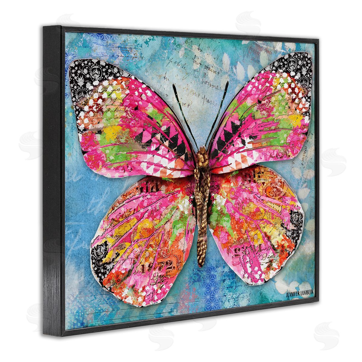 Jennifer Lambein Wonderland Butterfly Pattern Black Framed Giclee Wall Art Print