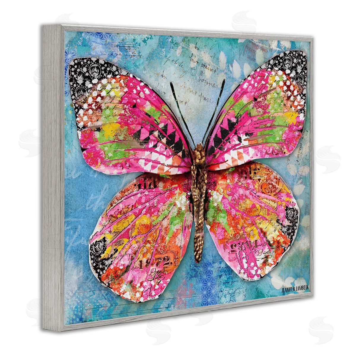 Jennifer Lambein Wonderland Butterfly Pattern Gray Framed Giclee Wall Art Print