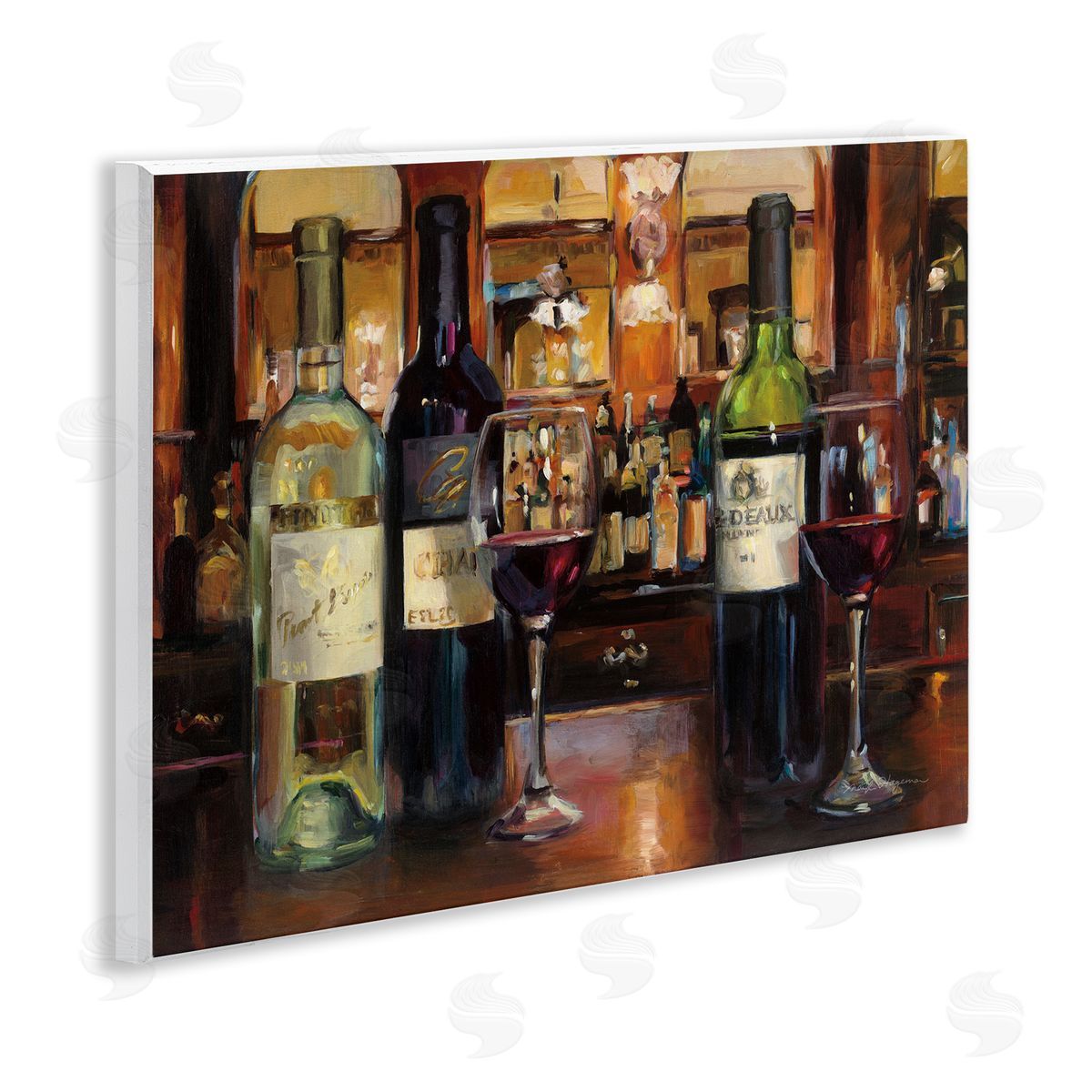 Marilyn Hageman Reflection of Wine Bottles Wooden Wall Plaque Art Print