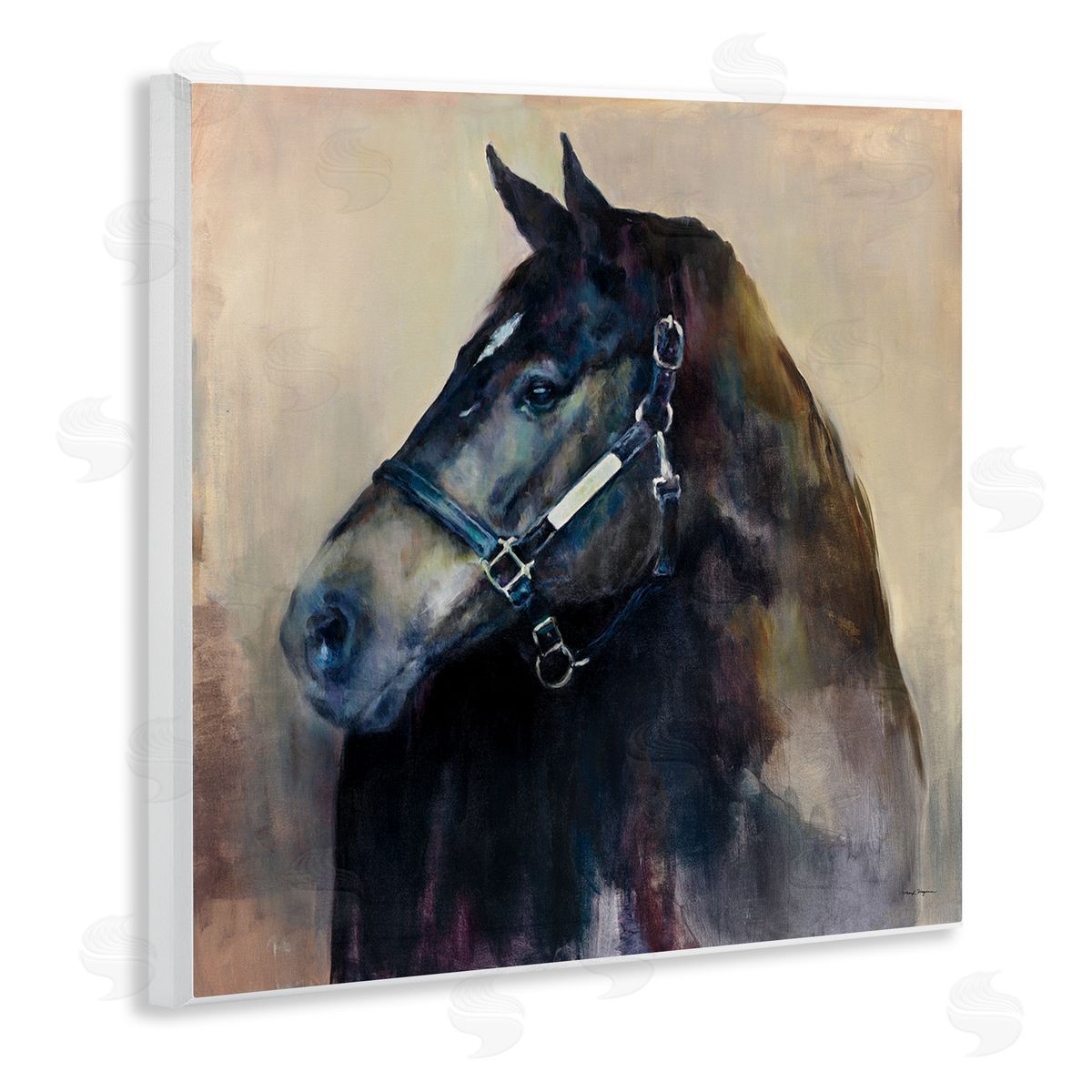 Ritzy Black Horse Wood Plaque Wall Art, Home Decor by Marilyn Hageman