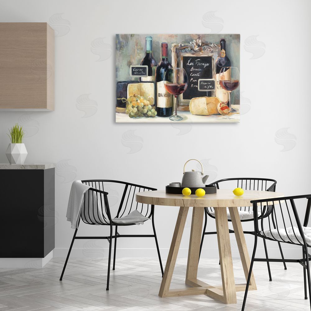 Marilyn Hageman Parisian Wine & Cheese Canvas Wall Art Print in Room