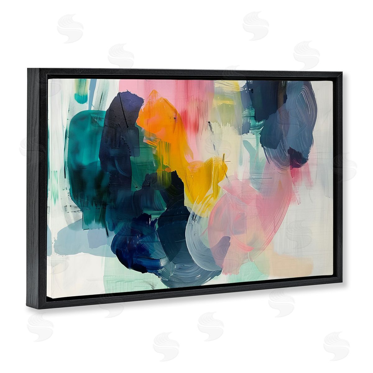 Irena Orlov Bold Paint Strokes Black Floating Frame Canvas Wall Art Print