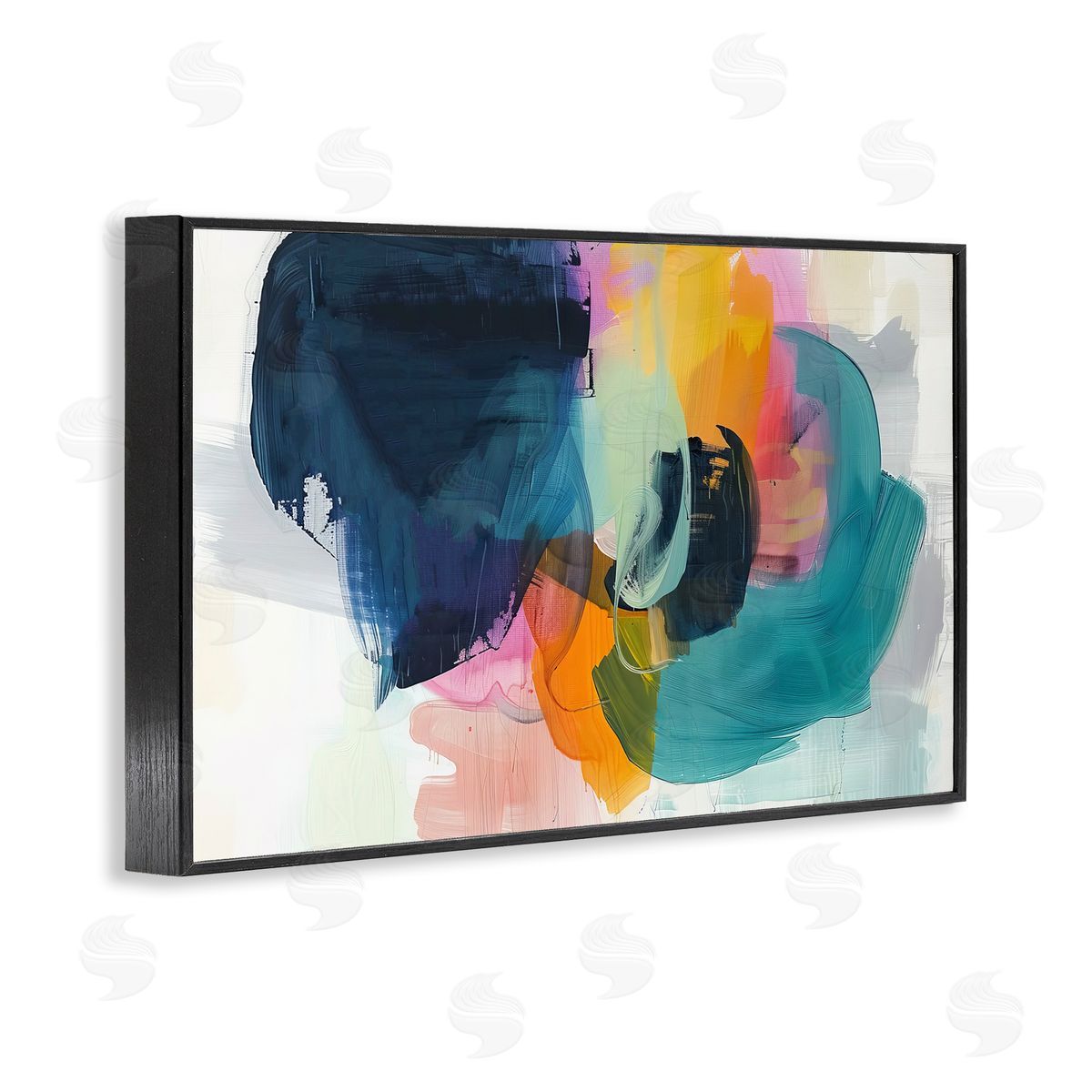 Irena Orlov Bold Hue Paint Strokes Black Framed Giclee Wall Art Print