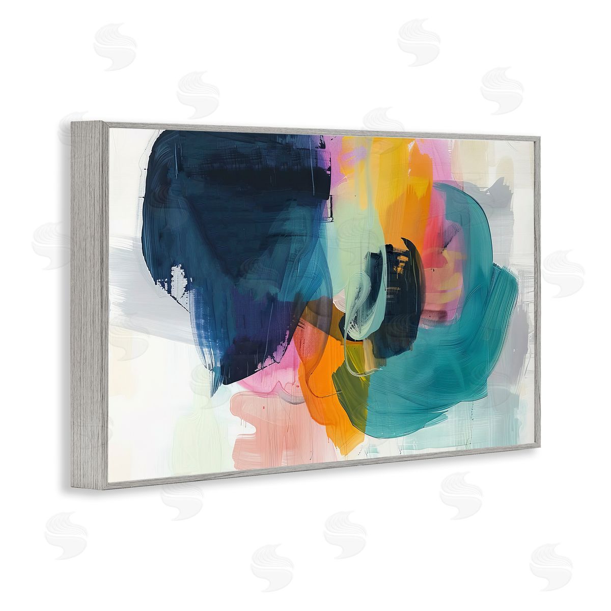 Irena Orlov Bold Hue Paint Strokes Gray Framed Giclee Wall Art Print