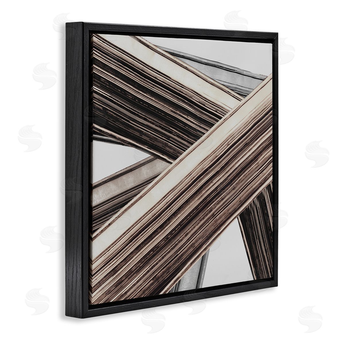 PI Studio Woven Lines Composition Black Floating Frame Canvas Wall Art Print