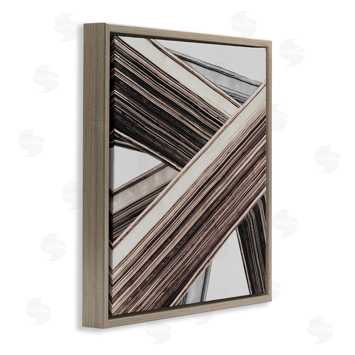 PI Studio Woven Lines Composition Brown Floating Frame Canvas Wall Art Print
