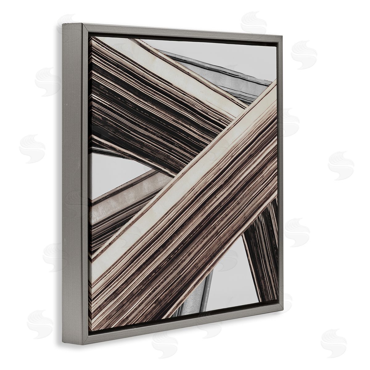 PI Studio Woven Lines Composition Gray Floating Frame Canvas Wall Art Print