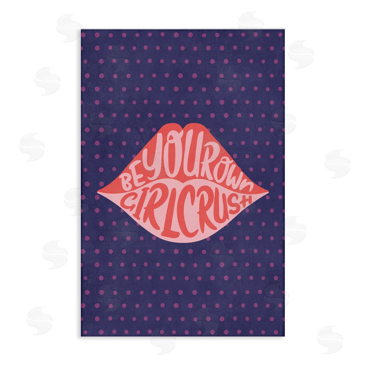 Nataly White Confident Girl Crush Lips Canvas Wall Art Print