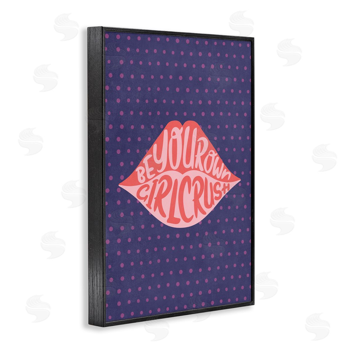 Nataly White Confident Girl Crush Lips Black Framed Giclee Wall Art Print