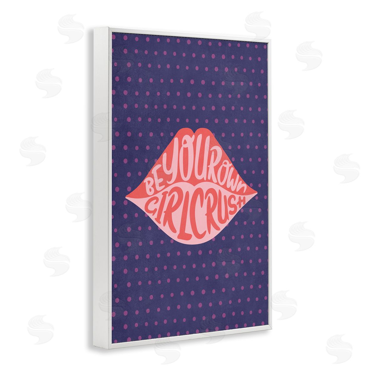 Nataly White Confident Girl Crush Lips White Framed Giclee Wall Art Print