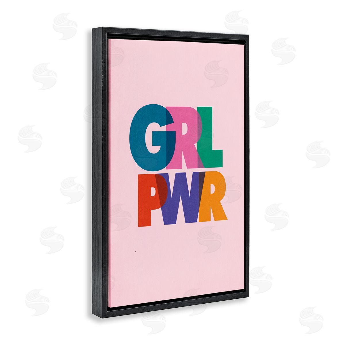 Nataly White Girl Power Pastel Text Black Floating Frame Canvas Wall Art Print