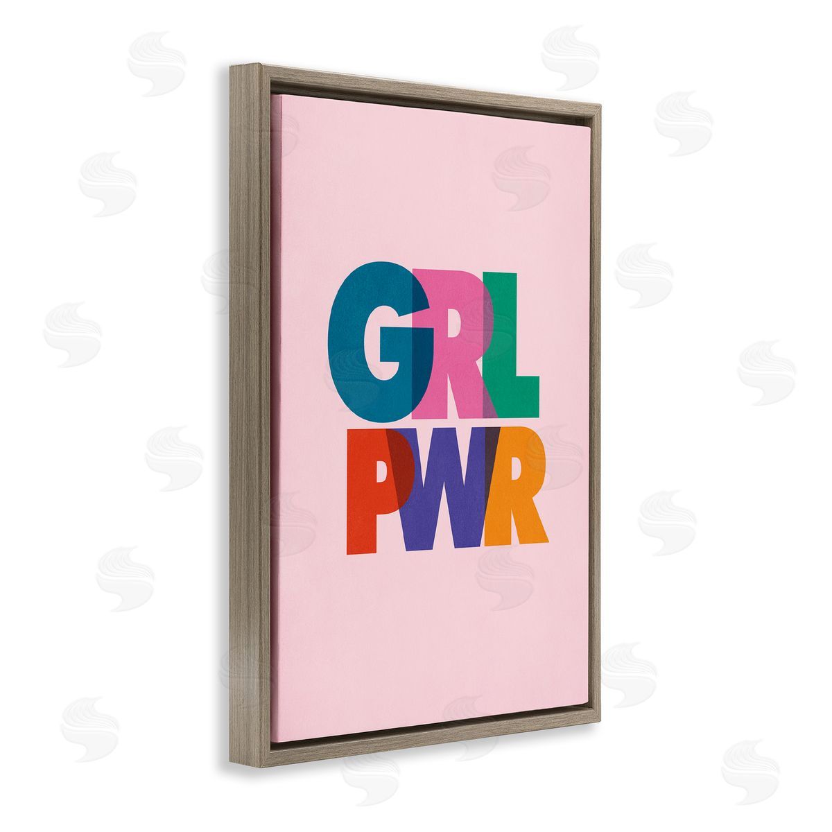 Nataly White Girl Power Pastel Text Brown Floating Frame Canvas Wall Art Print