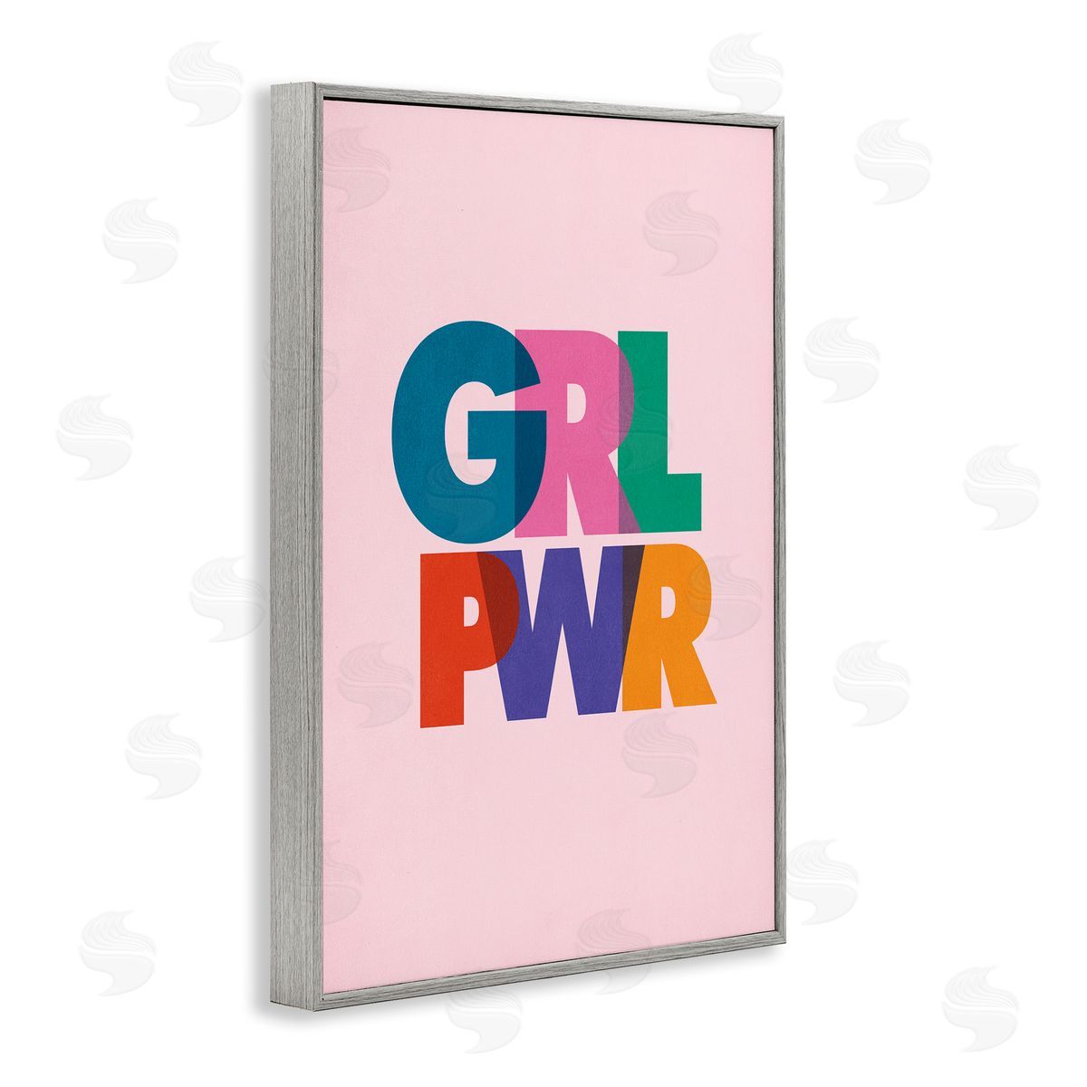 Nataly White Girl Power Pastel Text Gray Framed Giclee Wall Art Print