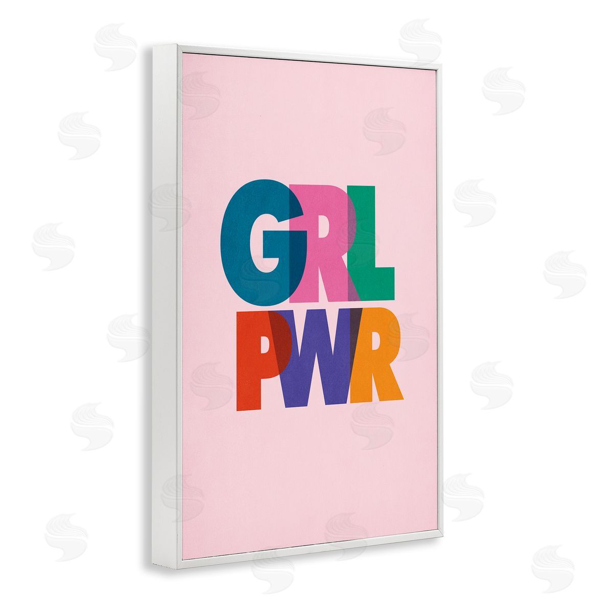 Nataly White Girl Power Pastel Text White Framed Giclee Wall Art Print
