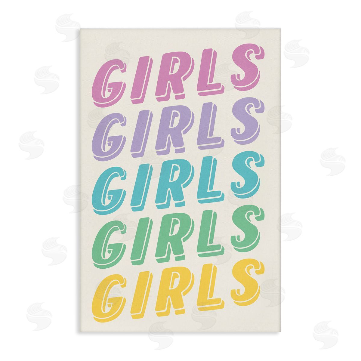 Nataly White Pastel Retro Girls Text Canvas Wall Art Print