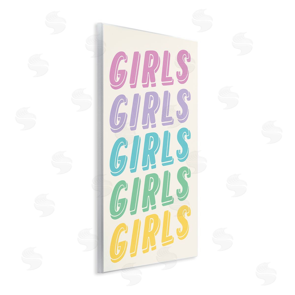 Nataly White Pastel Retro Girls Text Wooden Wall Plaque Art Print