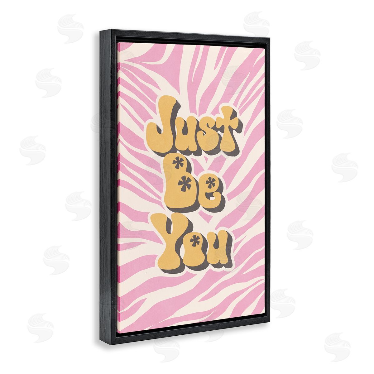 Nataly White Just Be You on Zebra Black Floating Frame Canvas Wall Art Print