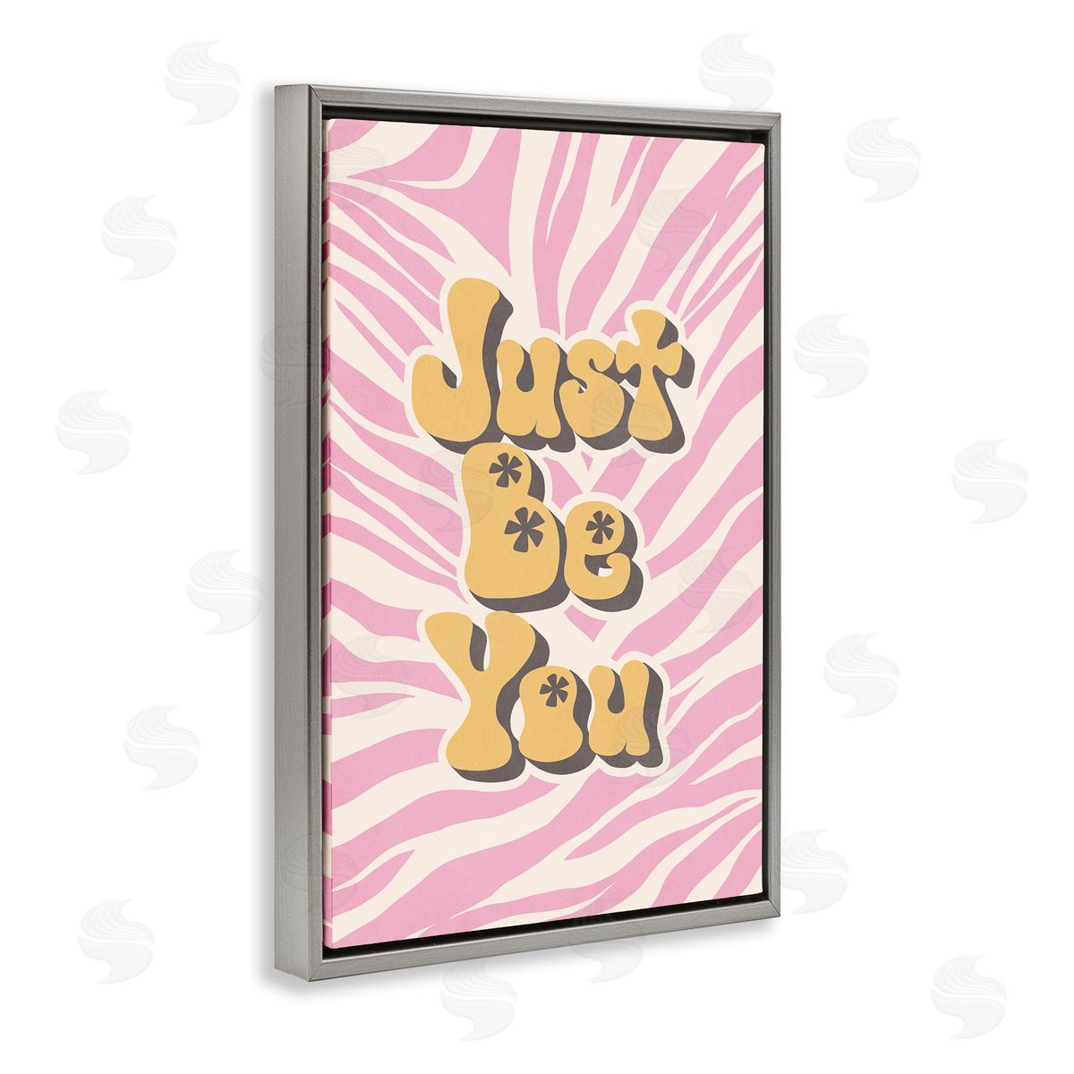 Nataly White Just Be You on Zebra Gray Floating Frame Canvas Wall Art Print
