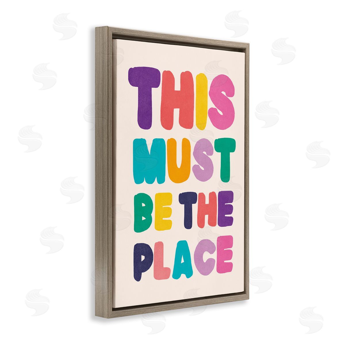 Nataly White Must Be The Place Phrase Brown Floating Frame Canvas Wall Art Print