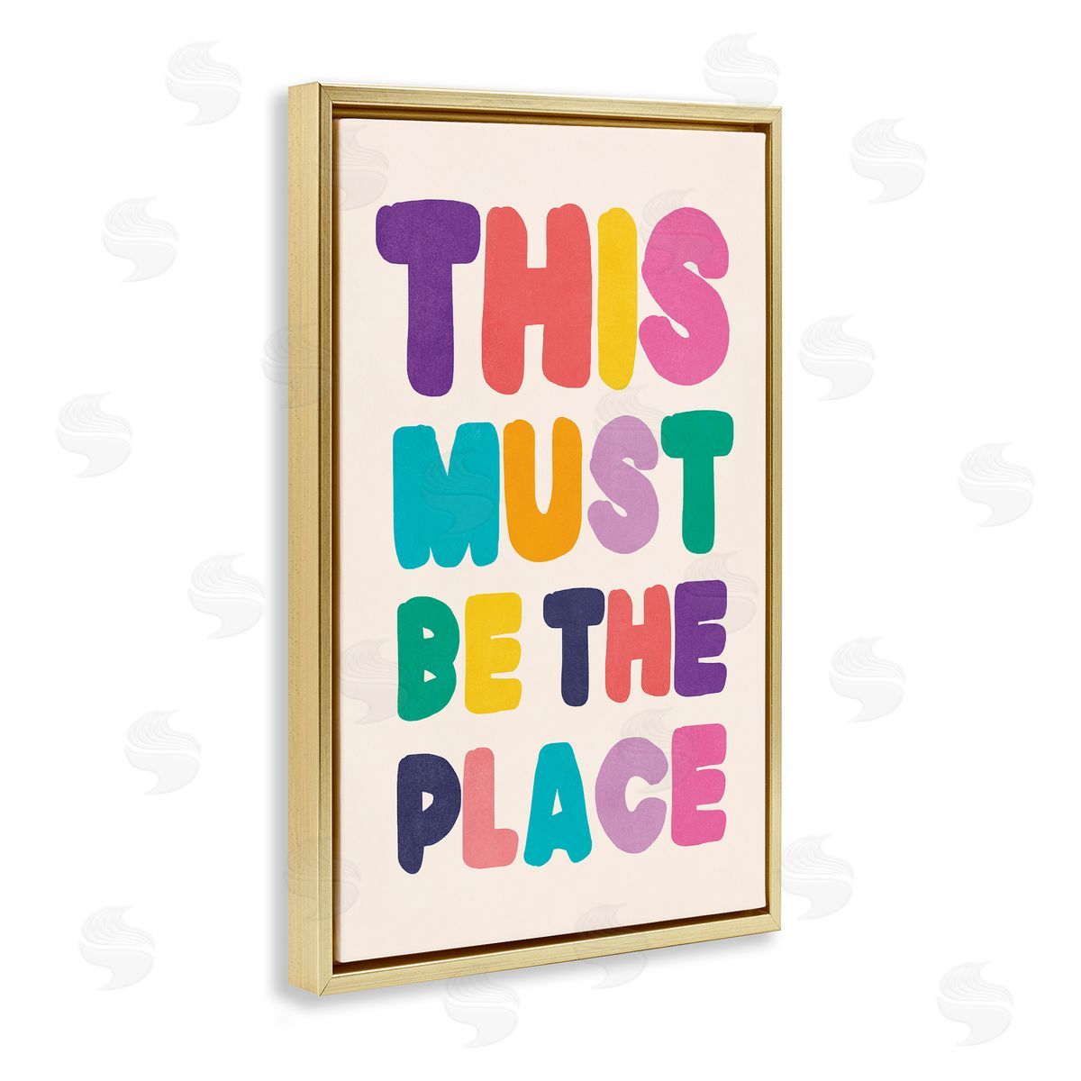 Nataly White Must Be The Place Phrase Gold Floating Frame Canvas Wall Art Print