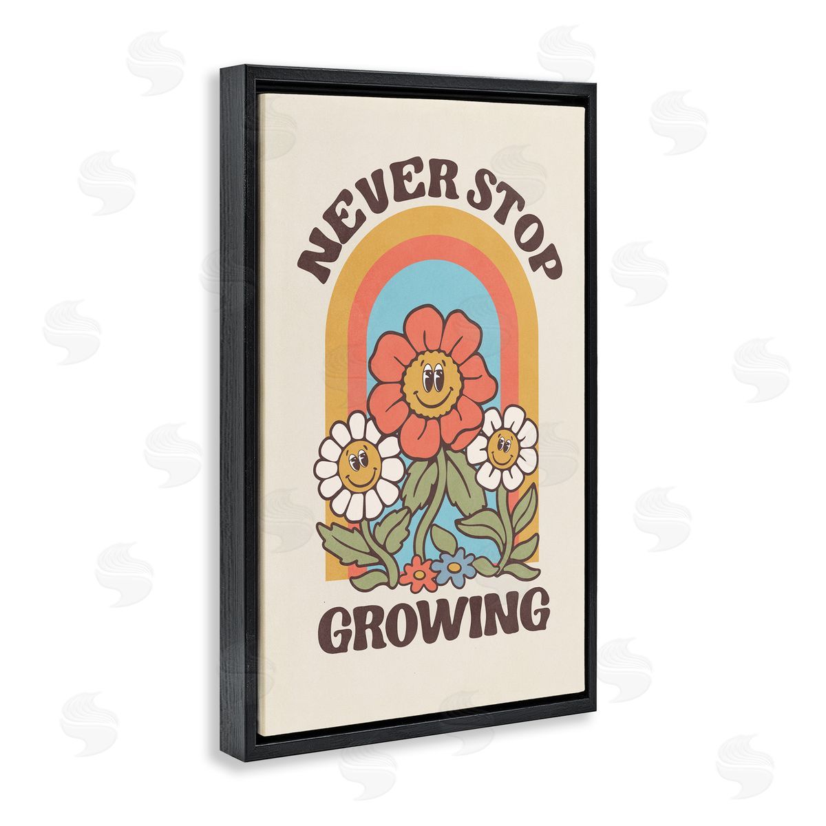 Nataly White Vintage Never Stop Growing Black Floating Frame Canvas Wall Art Print