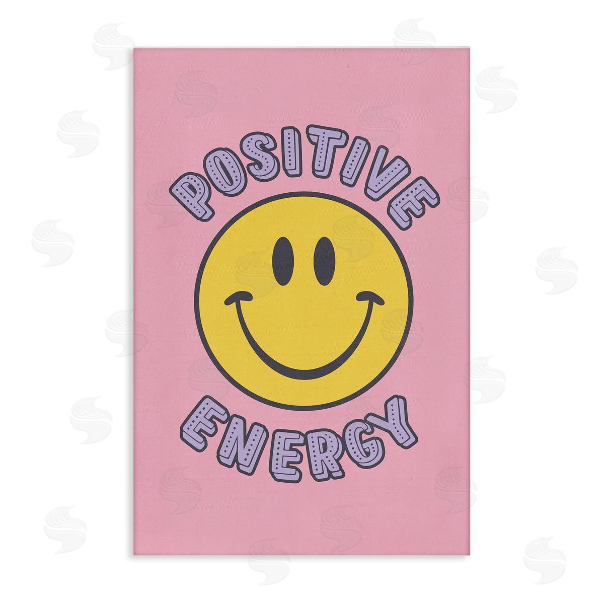 Nataly White Positive Energy Smiley Canvas Wall Art Print