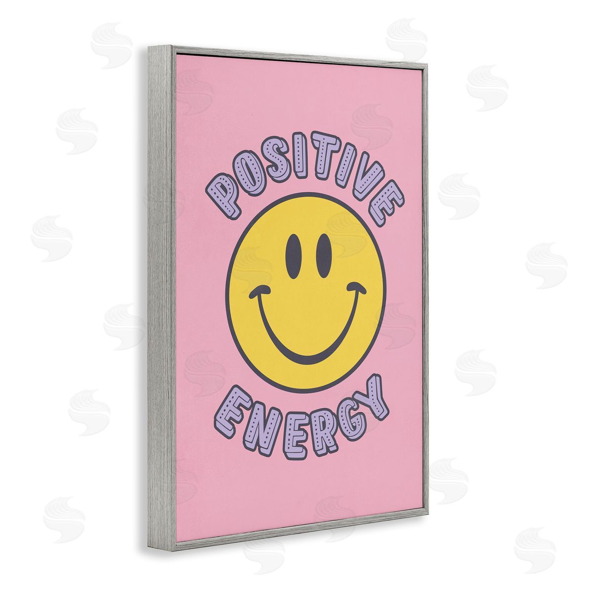 Nataly White Positive Energy Smiley Gray Framed Giclee Wall Art Print
