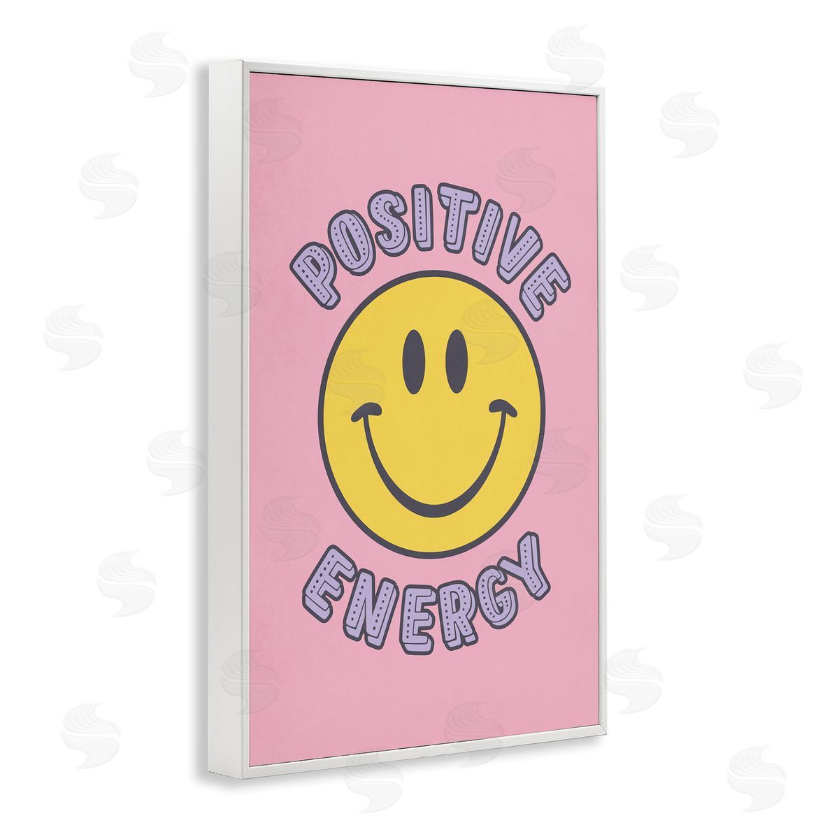 Nataly White Positive Energy Smiley White Framed Giclee Wall Art Print
