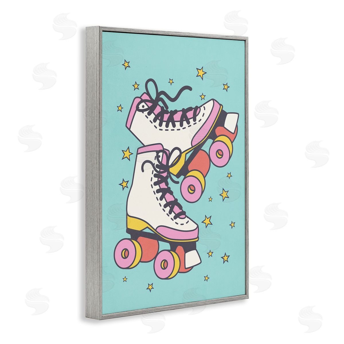 Nataly White Vintage Roller Skates Gray Framed Giclee Wall Art Print